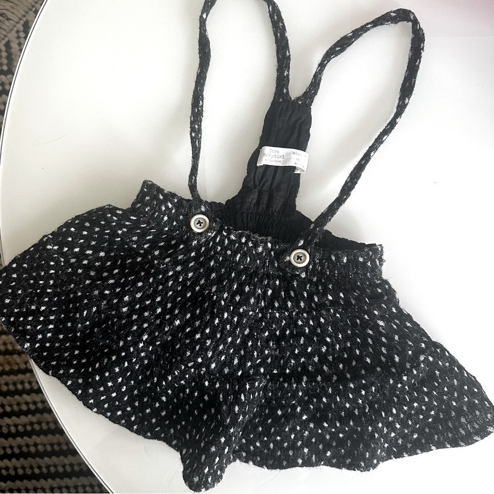 Zara Baby- Suspenders/ Overalls Skater Black and White Skirt 18-24 mo